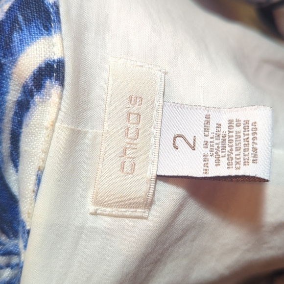 Linen Willow Print Brushed Paisley Mandarin Inverted Collar Blazer Chico's 2 Lrg - Picture 9 of 11